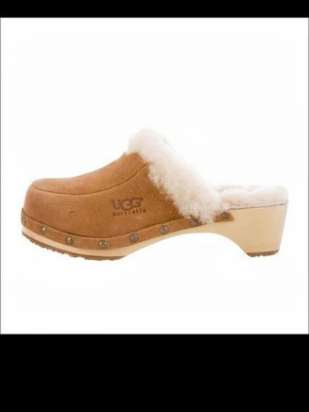 Vintage Ugg Kalie Studded Block Heel Shearling Clogs